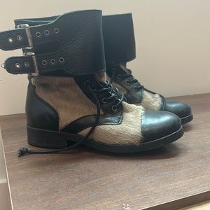 All saints fur leather boots